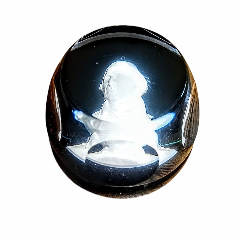 Sevres Blue, Black & White Daughters Of The Revolution Paperweight 1982